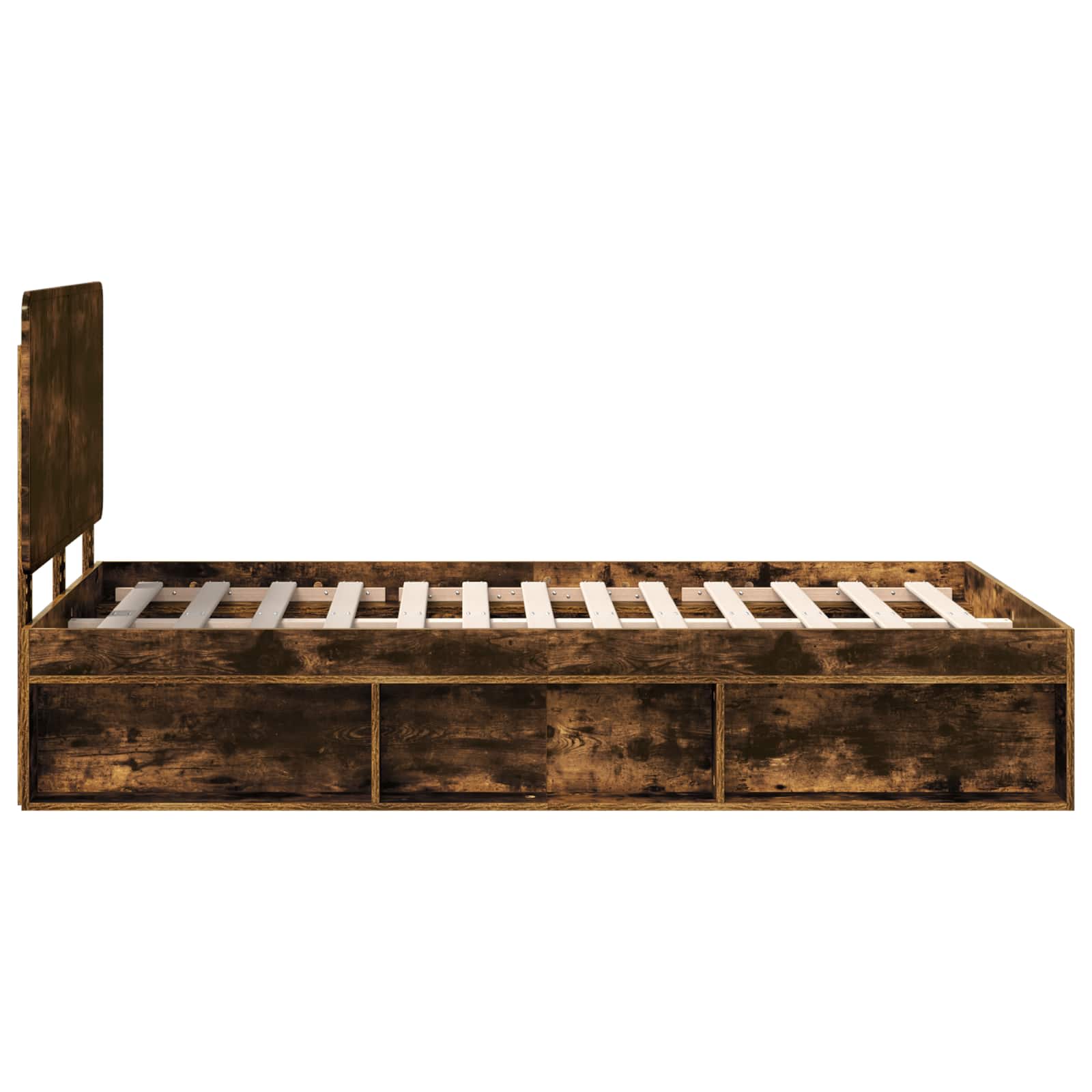 Bed Frame Smoked Oak 120 x 190 cm Solid Pine Wood