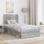 Bed Frame Grey Sonoma 90 x 200 cm Solid Pine Wood