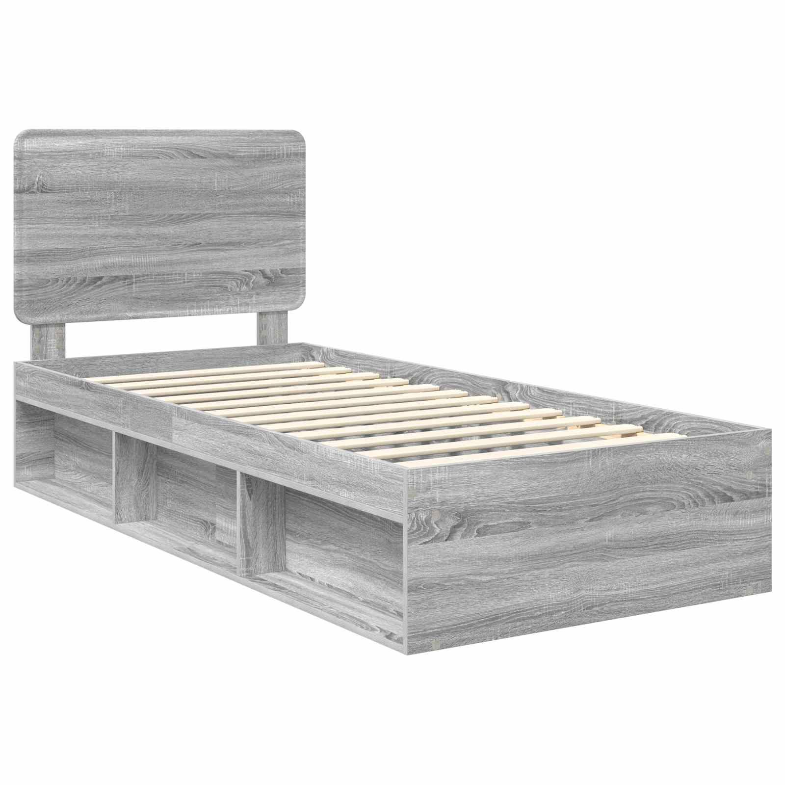 Bed Frame Grey Sonoma 90 x 200 cm Solid Pine Wood
