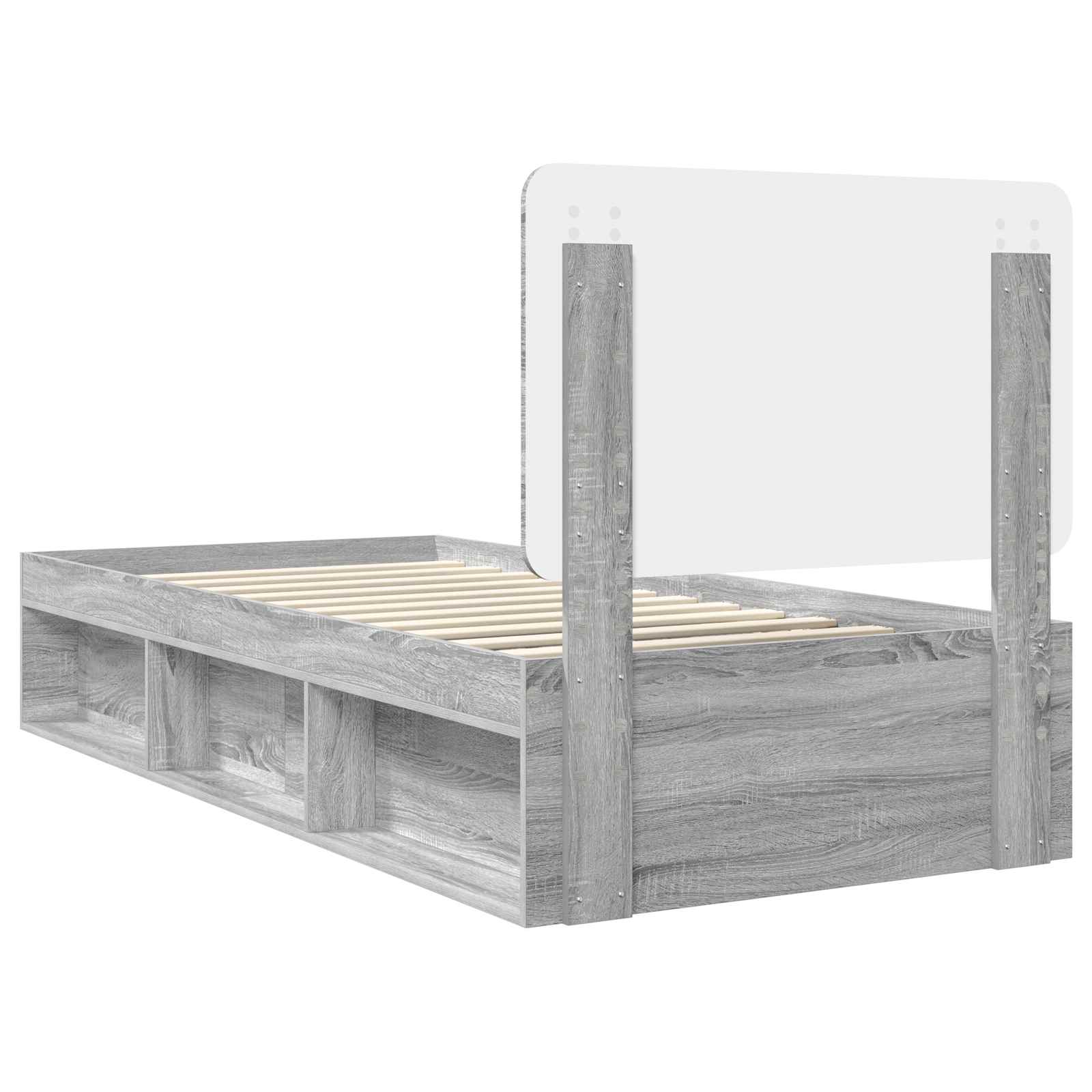 Bed Frame Grey Sonoma 90 x 200 cm Solid Pine Wood