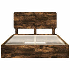 Storage Bed with Drawer Smoked Oak 140 x 200 cm Engineered Wood