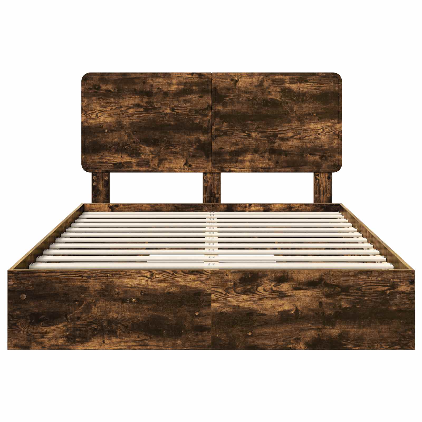 Storage Bed with Drawer Smoked Oak 140 x 200 cm Engineered Wood