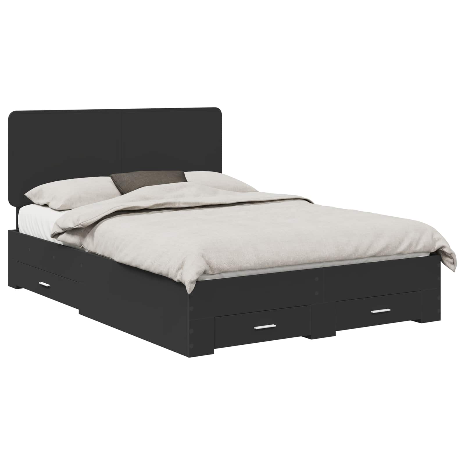Bed Frame with Headboard Black 160 x 200 cm Engineered Wood