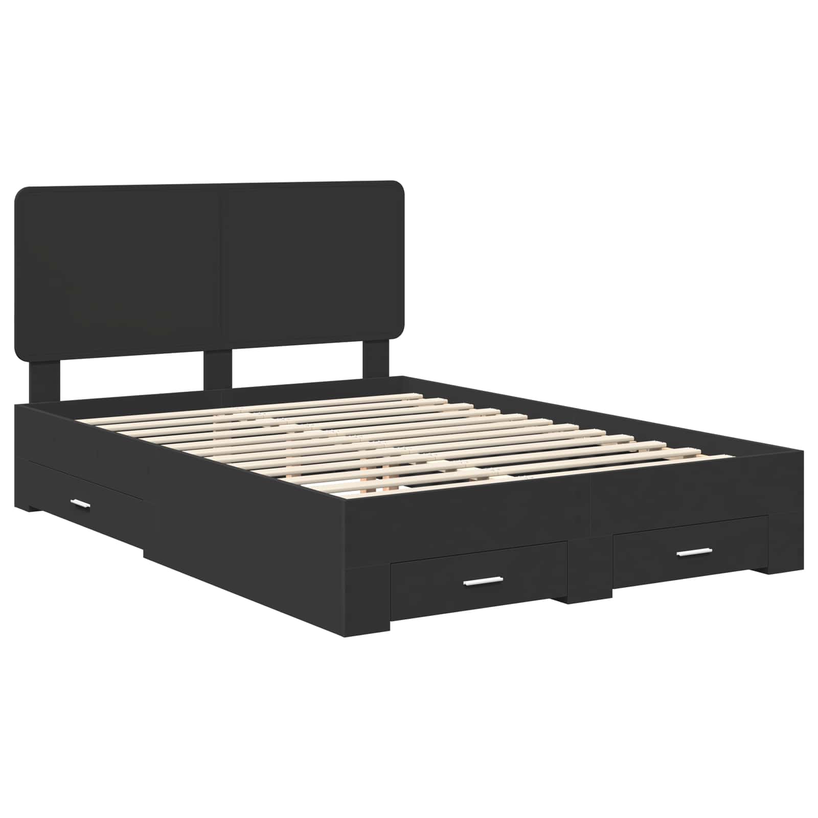 Bed Frame with Headboard Black 160 x 200 cm Engineered Wood
