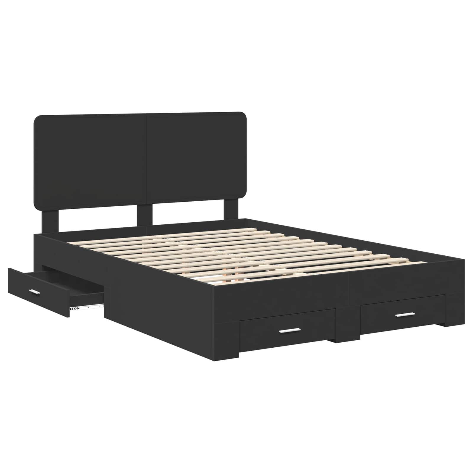 Bed Frame with Headboard Black 160 x 200 cm Engineered Wood