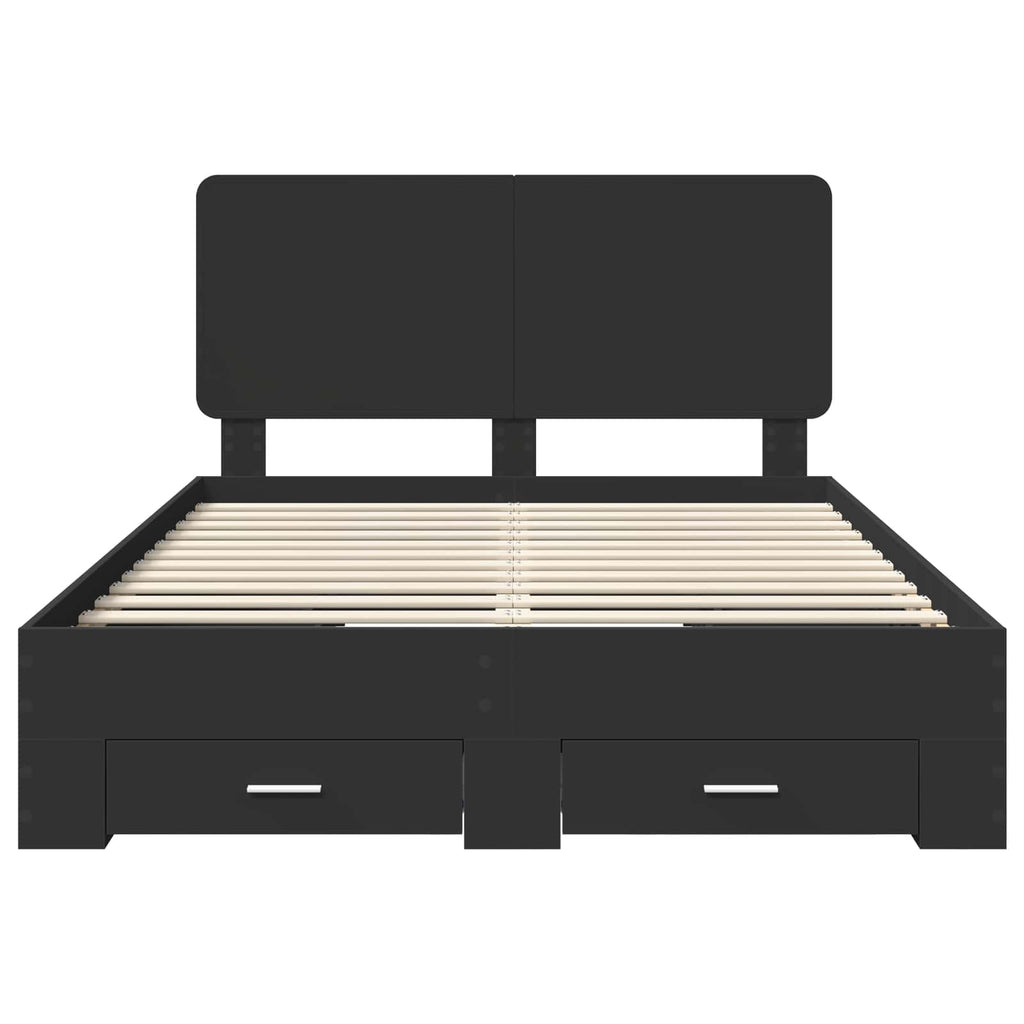 Bed Frame with Headboard Black 140 x 190 cm Engineered Wood