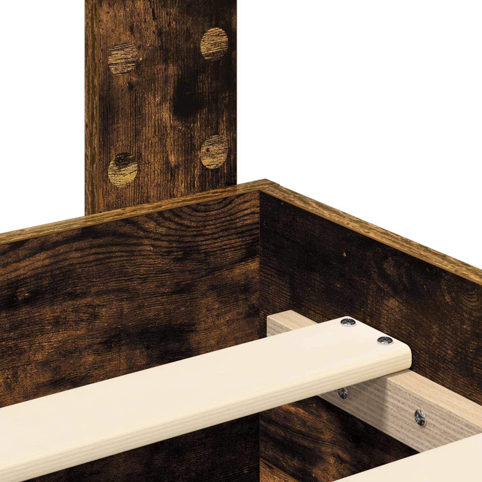 Bed Frame with Drawer Smoked Oak 140 x 190 cm Engineered Wood