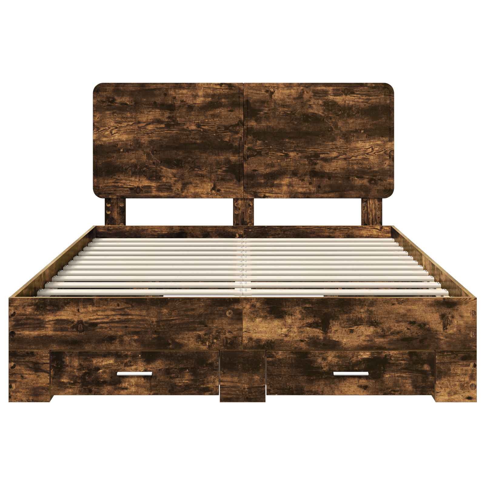 Bed Frame with Drawer Smoked Oak 140 x 190 cm Engineered Wood