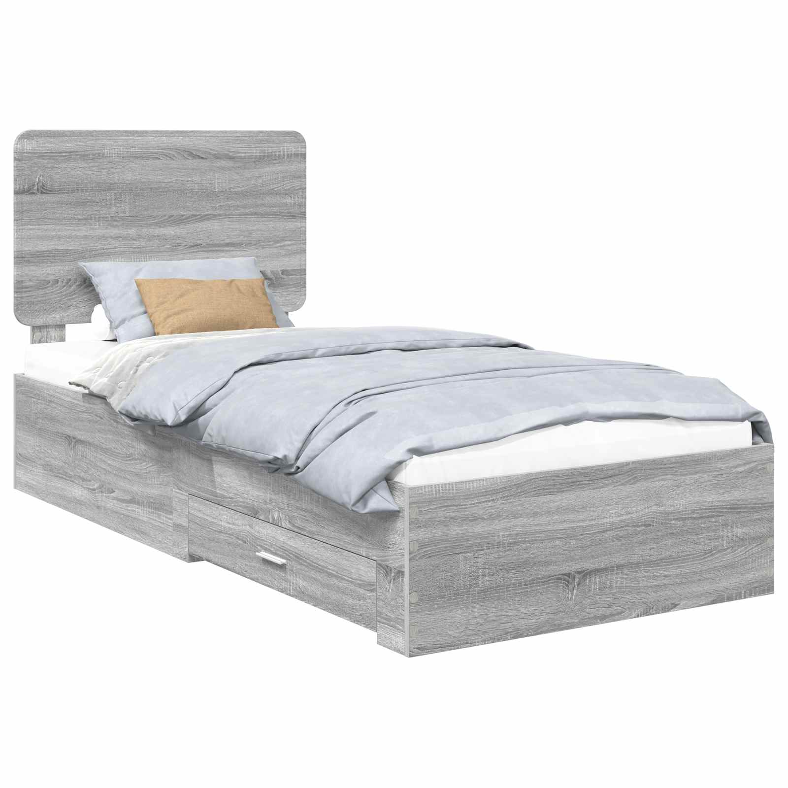 Bed Frame with Drawer Grey Sonoma 90 x 200 cm Engineered Wood