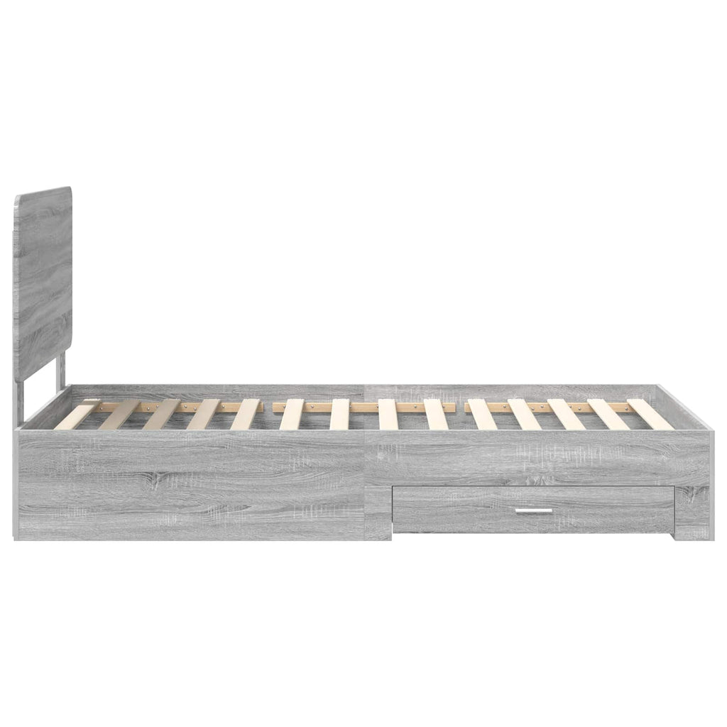 Bed Frame with Drawer Grey Sonoma 90 x 200 cm Engineered Wood