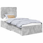 Bed Frame with Drawer Concrete Grey 90 x 190 cm Engineered Wood