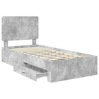 Bed Frame with Drawer Concrete Grey 90 x 190 cm Engineered Wood
