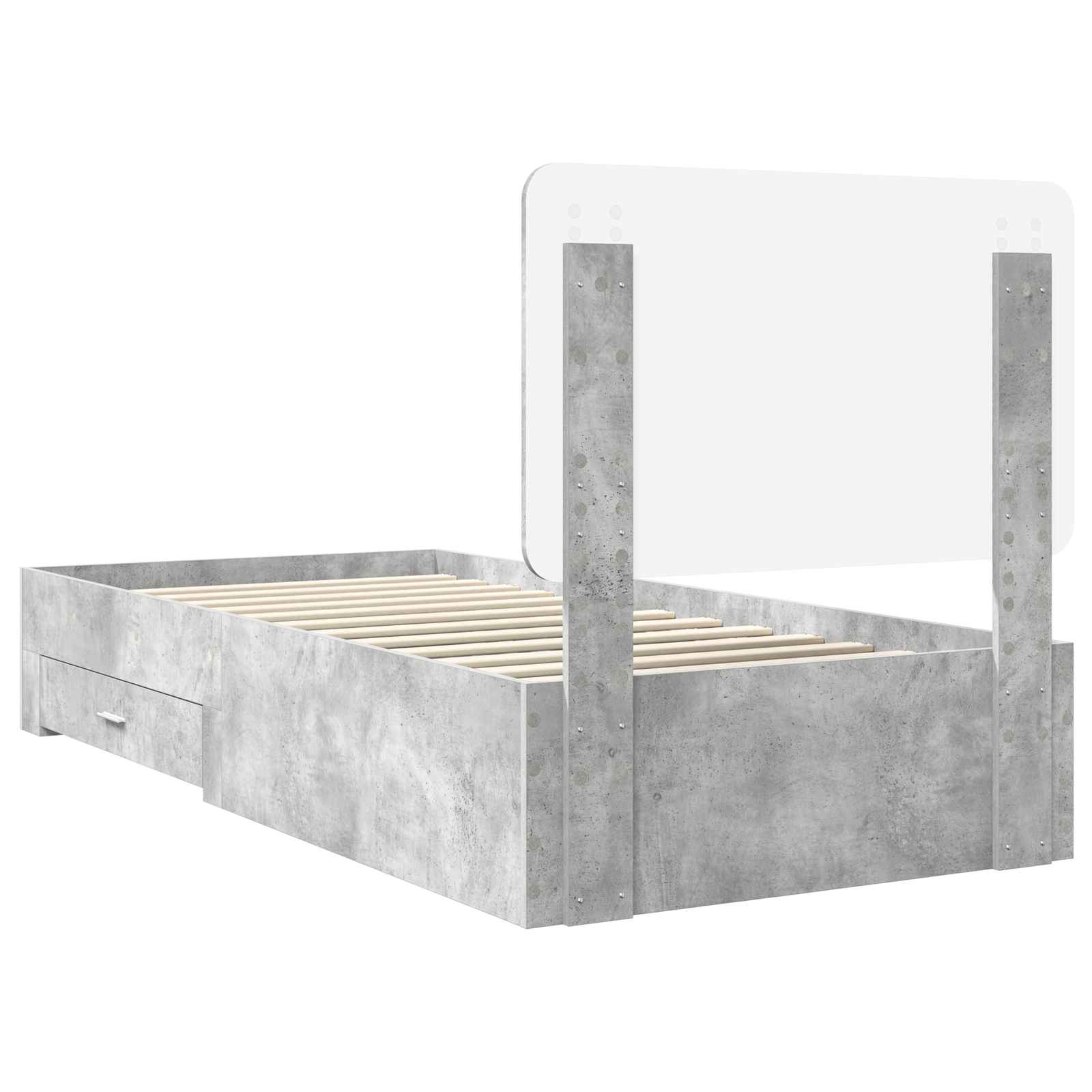 Bed Frame with Drawer Concrete Grey 90 x 190 cm Engineered Wood