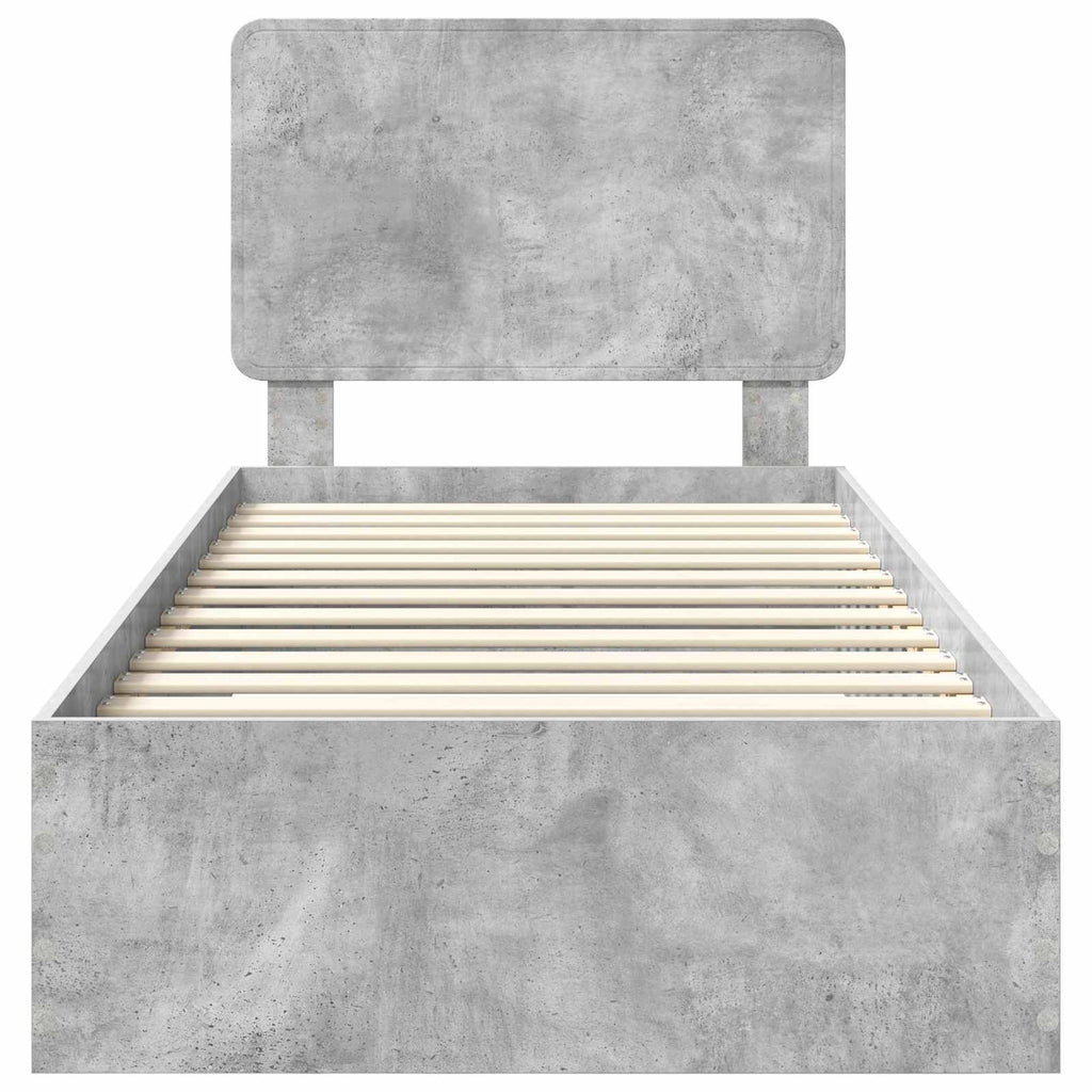 Bed Frame with Drawer Concrete Grey 90 x 190 cm Engineered Wood