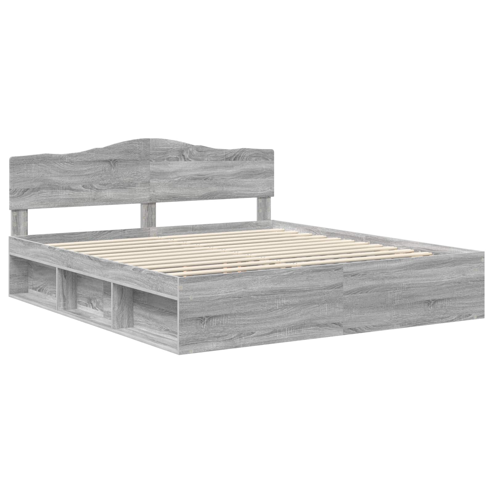 Bed Frame Grey Sonoma 200 x 200 cm Solid Pine Wood