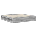 Bed Frame Grey Sonoma 200 x 200 cm Solid Pine Wood