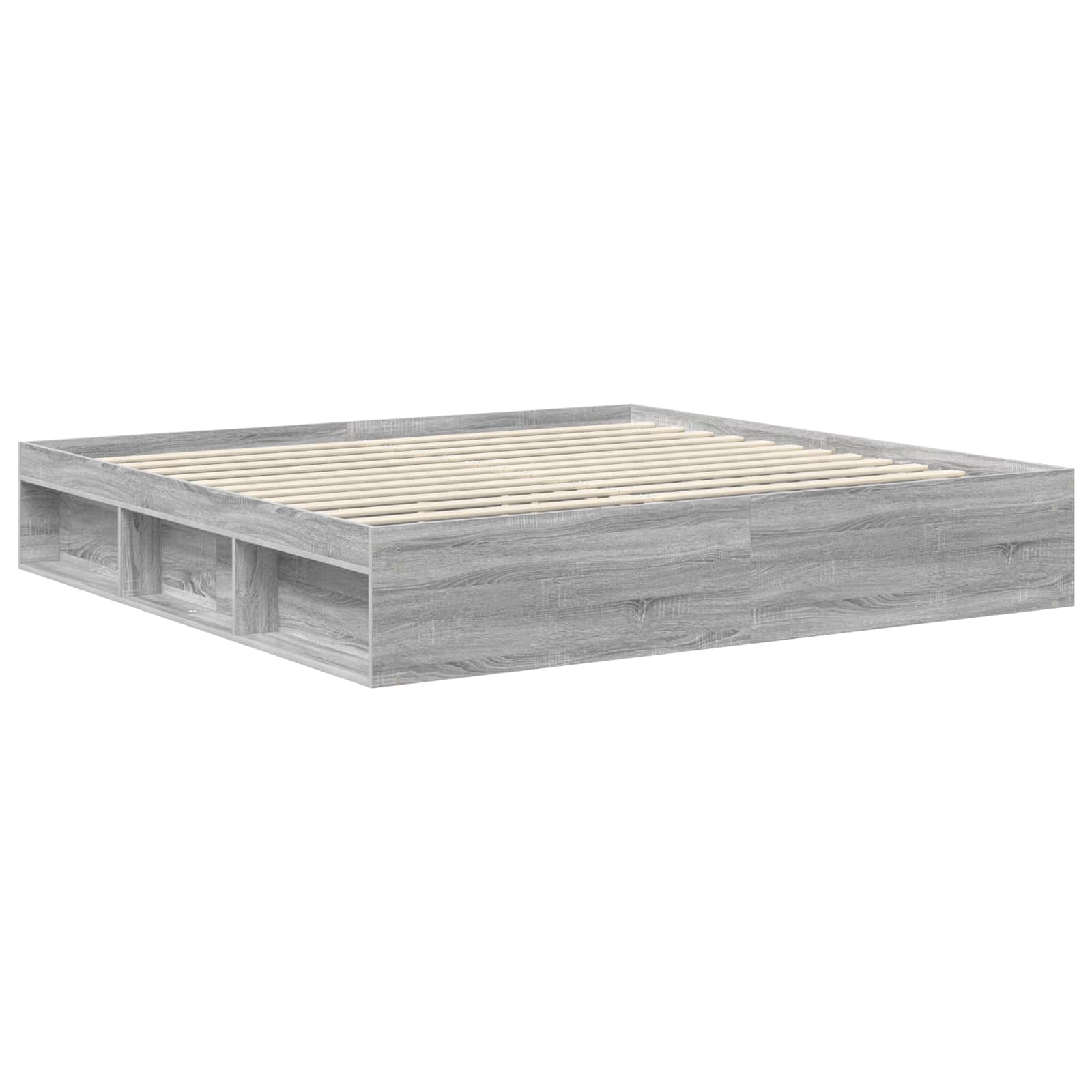 Bed Frame Grey Sonoma 200 x 200 cm Solid Pine Wood