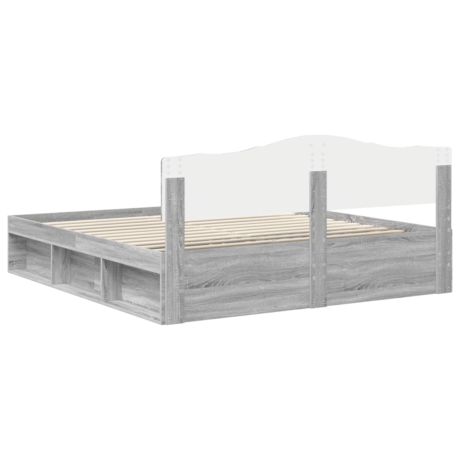 Bed Frame Grey Sonoma 200 x 200 cm Solid Pine Wood