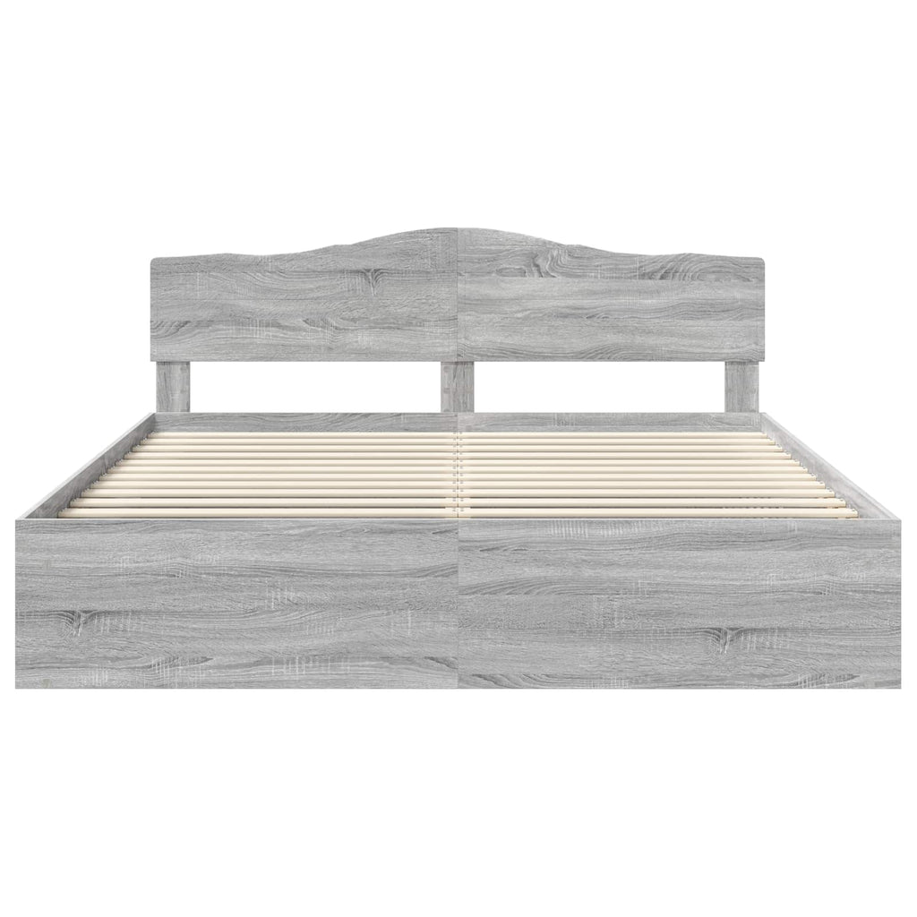 Bed Frame Grey Sonoma 200 x 200 cm Solid Pine Wood