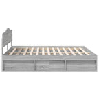 Bed Frame Grey Sonoma 200 x 200 cm Solid Pine Wood