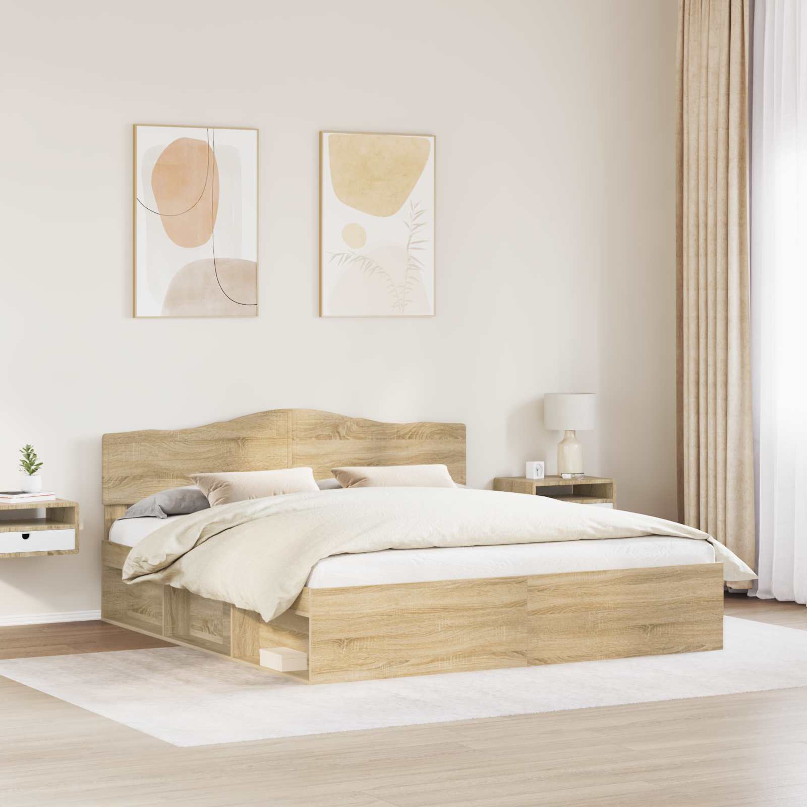 Bed Frame with Headboard Sonoma 180 x 200 cm Solid Pine Wood