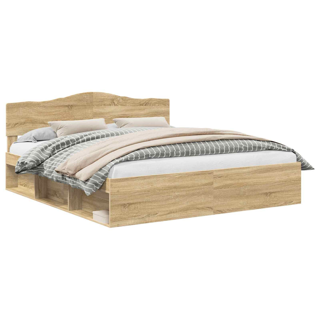 Bed Frame with Headboard Sonoma 180 x 200 cm Solid Pine Wood