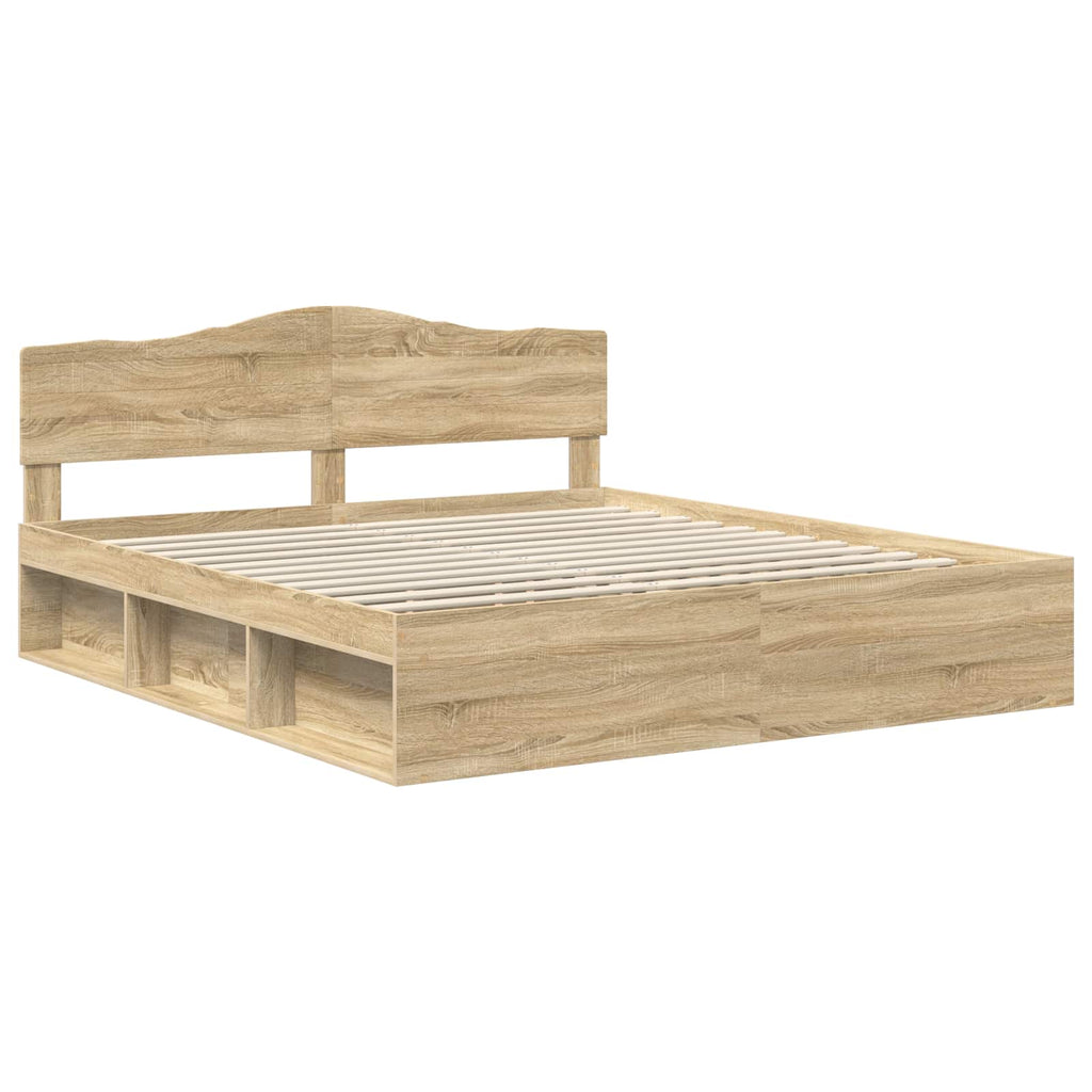Bed Frame with Headboard Sonoma 180 x 200 cm Solid Pine Wood