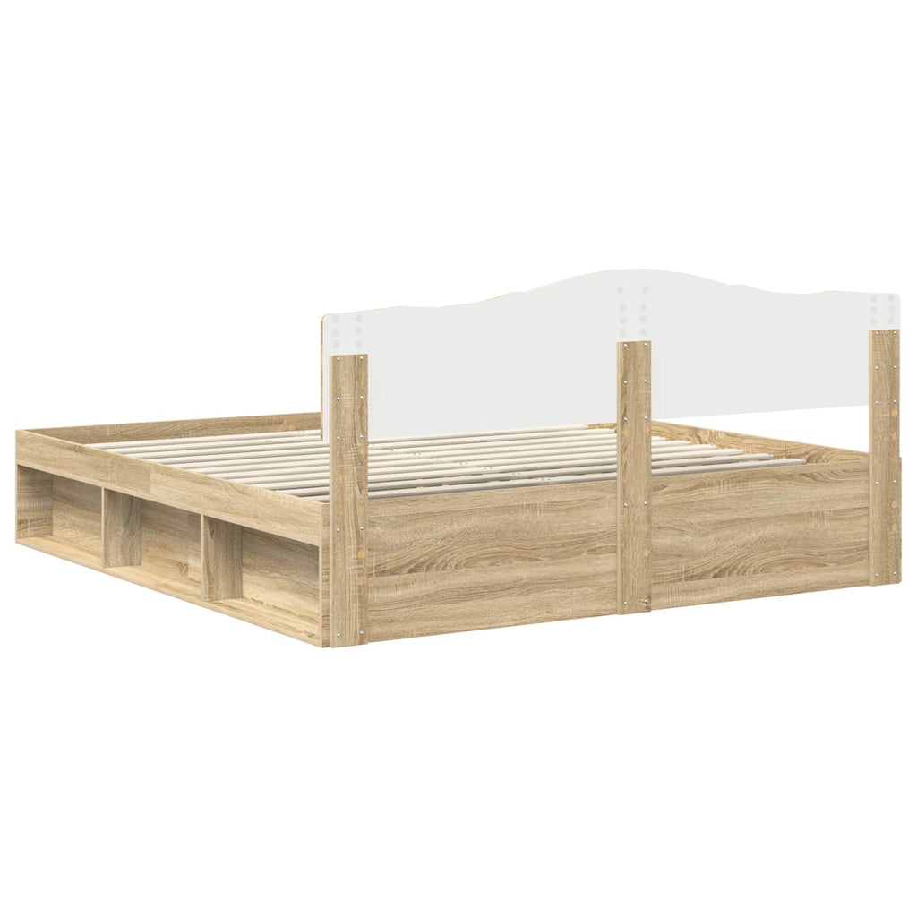 Bed Frame with Headboard Sonoma 180 x 200 cm Solid Pine Wood