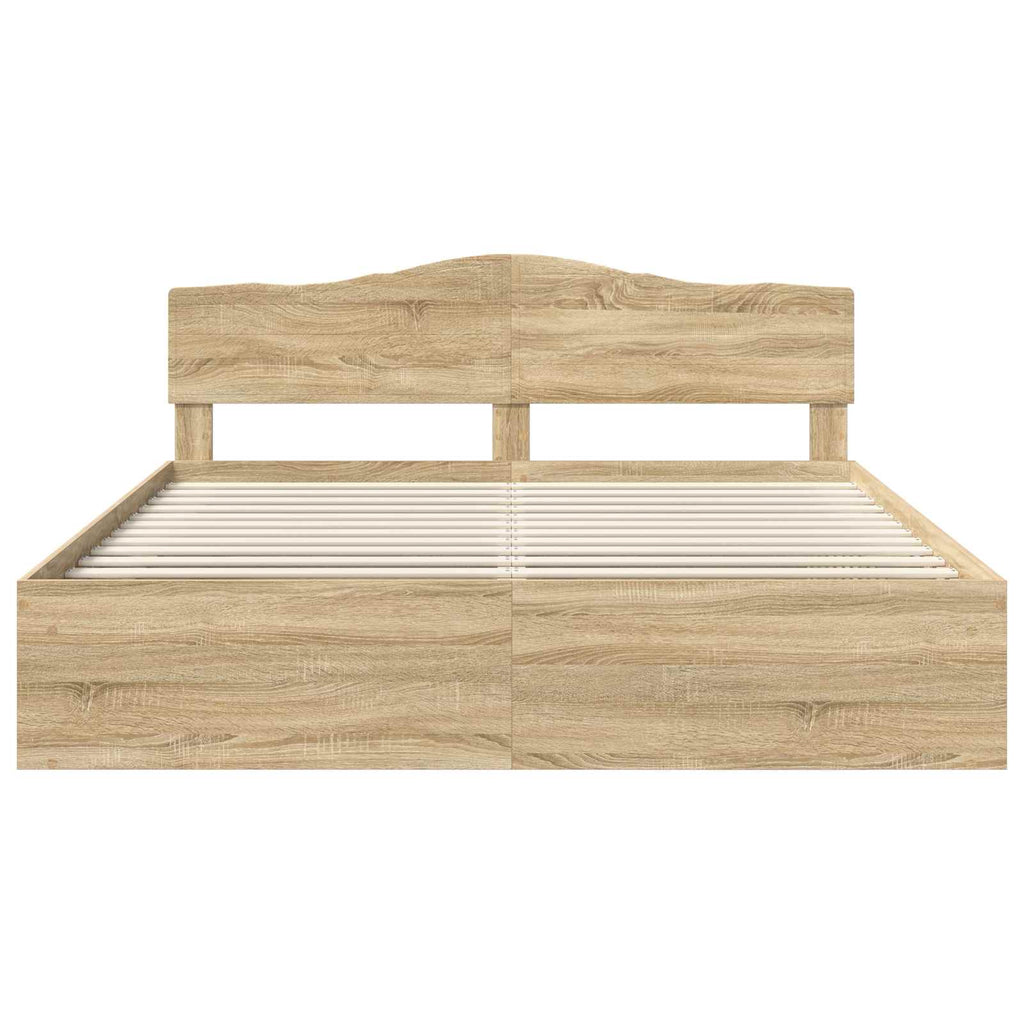 Bed Frame with Headboard Sonoma 180 x 200 cm Solid Pine Wood
