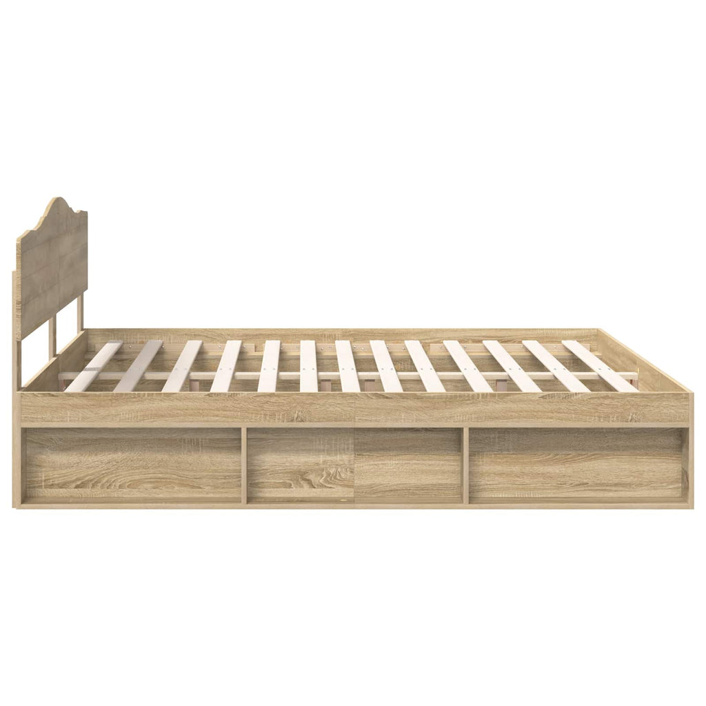 Bed Frame with Headboard Sonoma 180 x 200 cm Solid Pine Wood