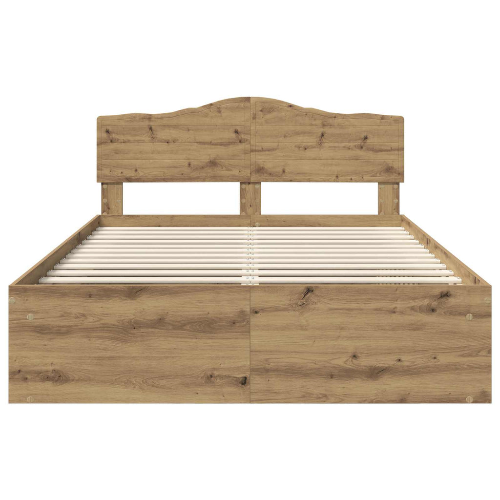 Bed Frame Artisian Oak 160 x 200 cm Solid Pine Wood