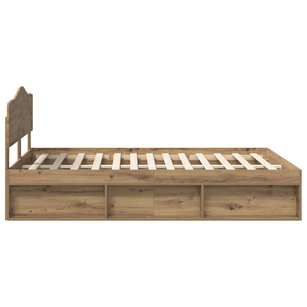 Bed Frame Artisian Oak 160 x 200 cm Solid Pine Wood