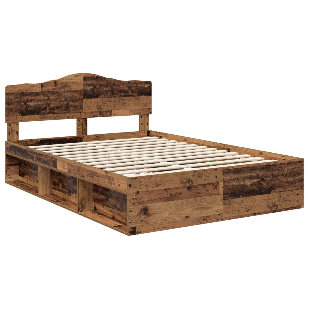 Bed Frame with Headboard Old Wood 140 x 200 cm Solid Pine Wood