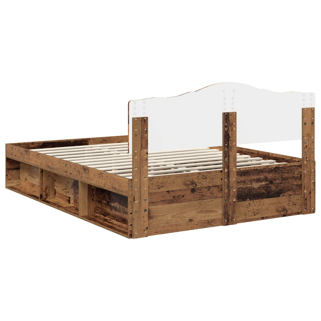 Bed Frame with Headboard Old Wood 140 x 200 cm Solid Pine Wood