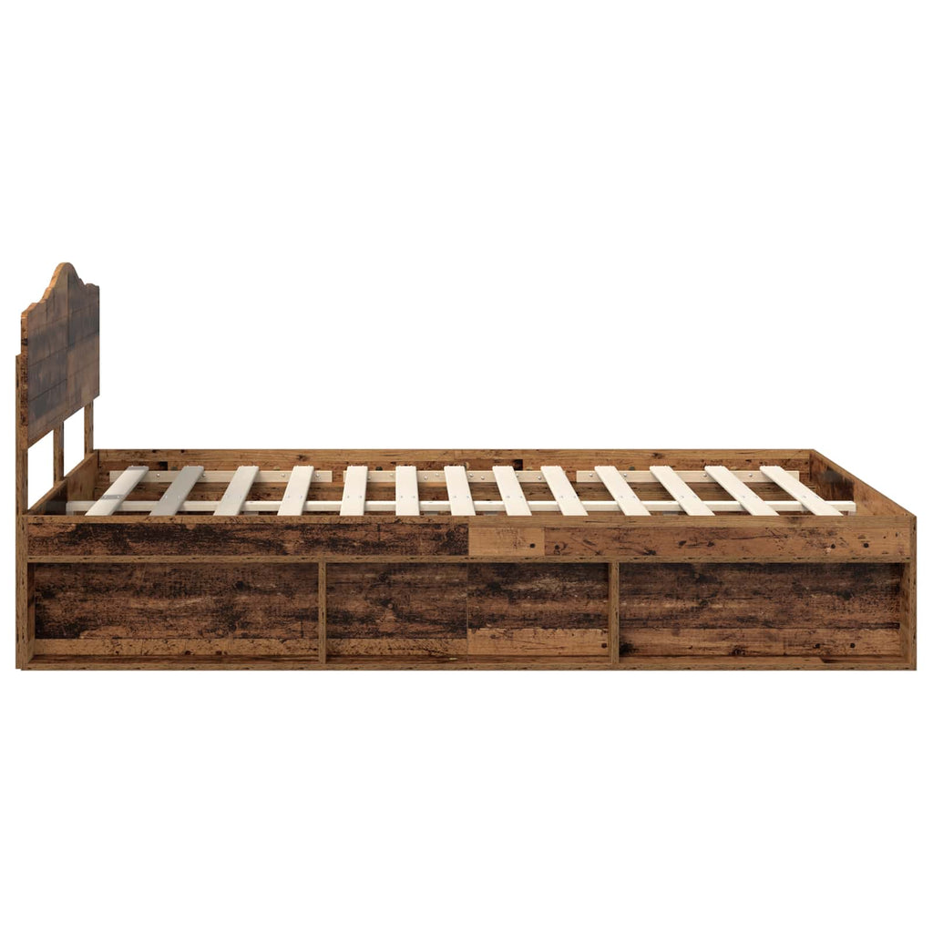 Bed Frame with Headboard Old Wood 140 x 200 cm Solid Pine Wood