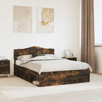 Bed Frame Smoked Oak 140 x 190 cm Solid Pine Wood