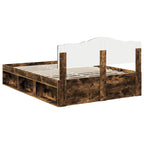 Bed Frame Smoked Oak 140 x 190 cm Solid Pine Wood