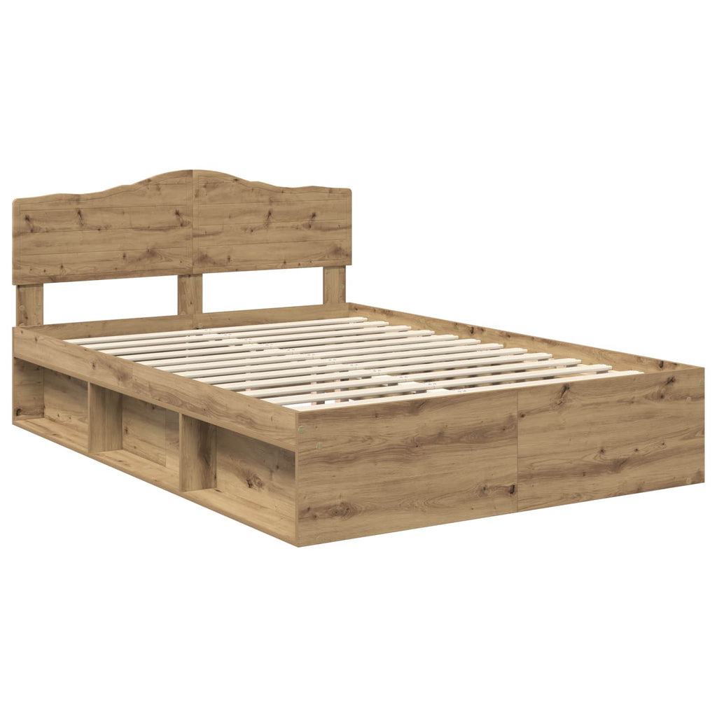 Bed Frame Artisian Oak 140 x 190 cm Solid Pine Wood
