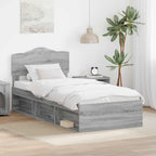 Bed Frame Grey Sonoma 100 x 200 cm Solid Pine Wood