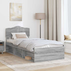 Bed Frame Grey Sonoma 100 x 200 cm Solid Pine Wood