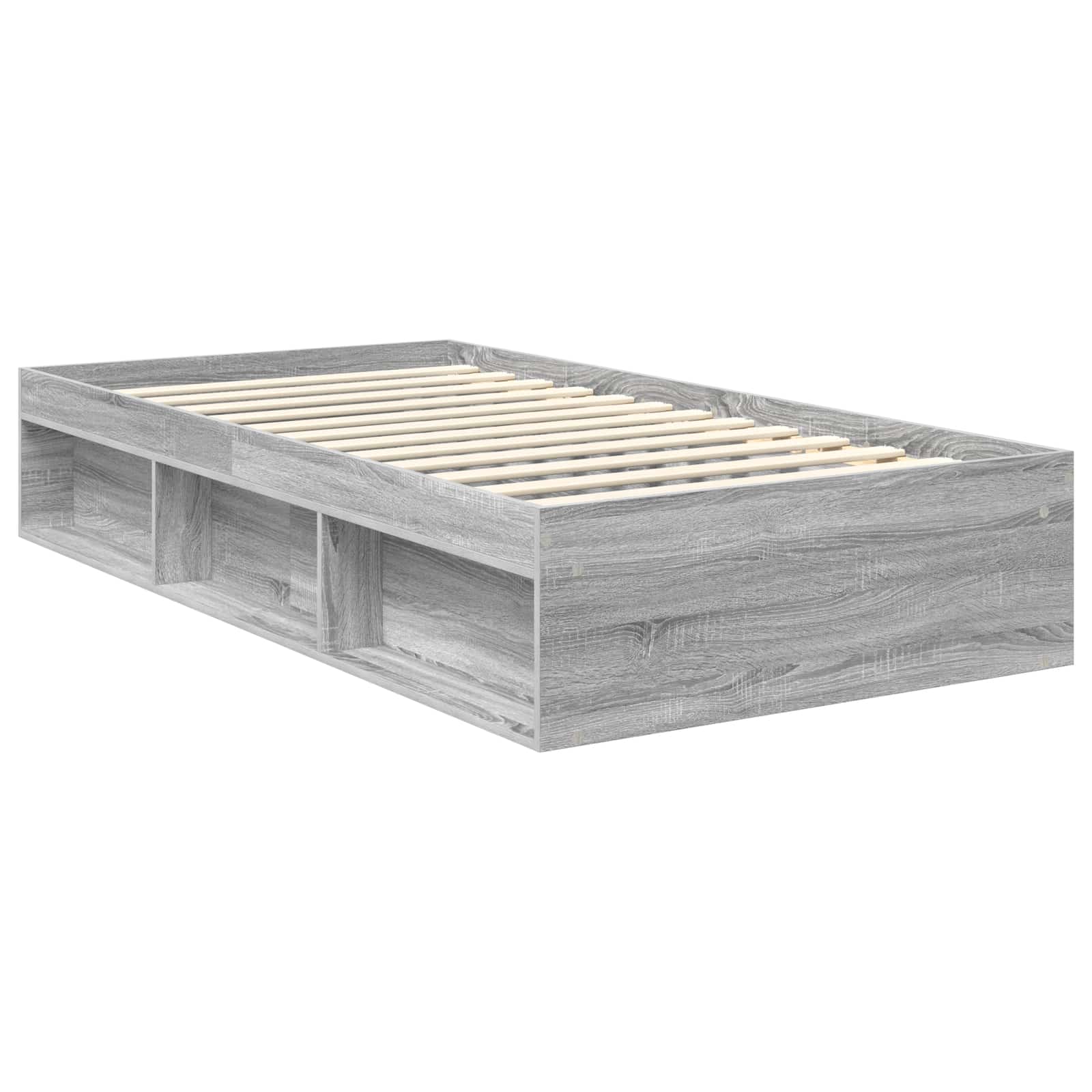 Bed Frame Grey Sonoma 100 x 200 cm Solid Pine Wood