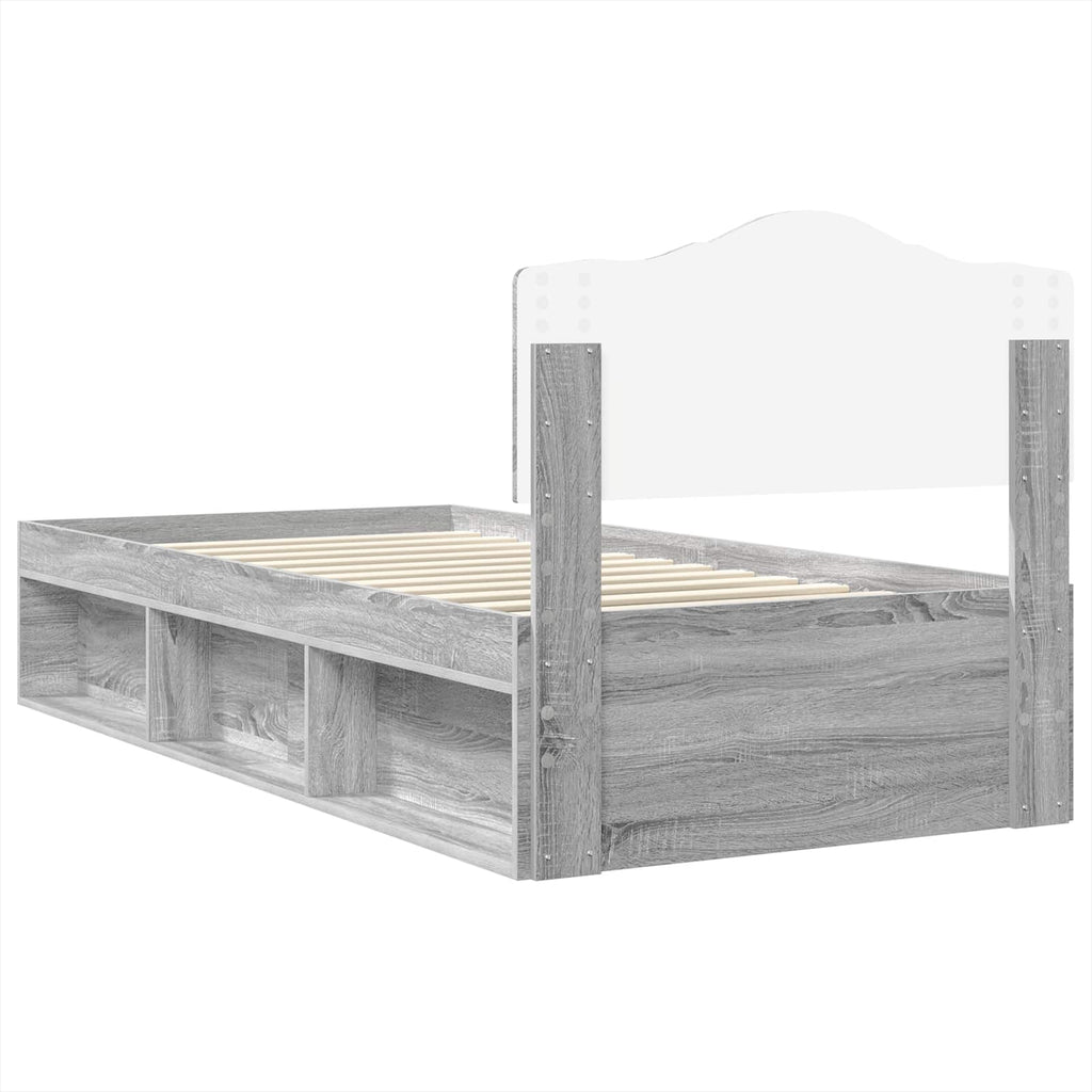 Bed Frame Grey Sonoma 100 x 200 cm Solid Pine Wood
