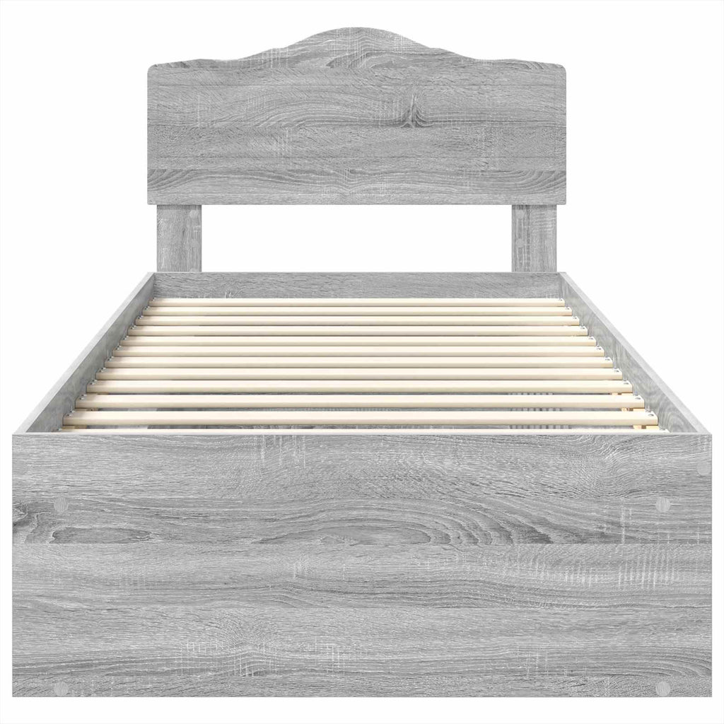 Bed Frame Grey Sonoma 100 x 200 cm Solid Pine Wood