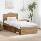 Bed Frame Artisian Oak 100 x 200 cm Solid Pine Wood