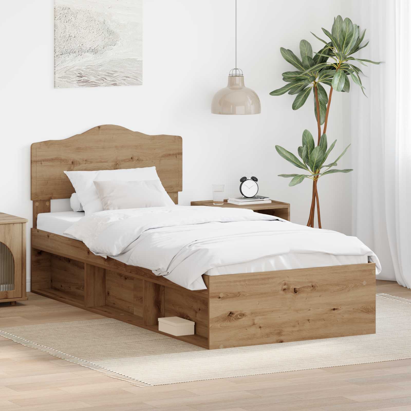 Bed Frame Artisian Oak 100 x 200 cm Solid Pine Wood