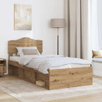 Bed Frame Artisian Oak 100 x 200 cm Solid Pine Wood
