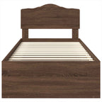 Bed Frame with Headboard Brown Oak 75 x 190 cm Solid Pine Wood