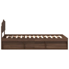 Bed Frame with Headboard Brown Oak 75 x 190 cm Solid Pine Wood