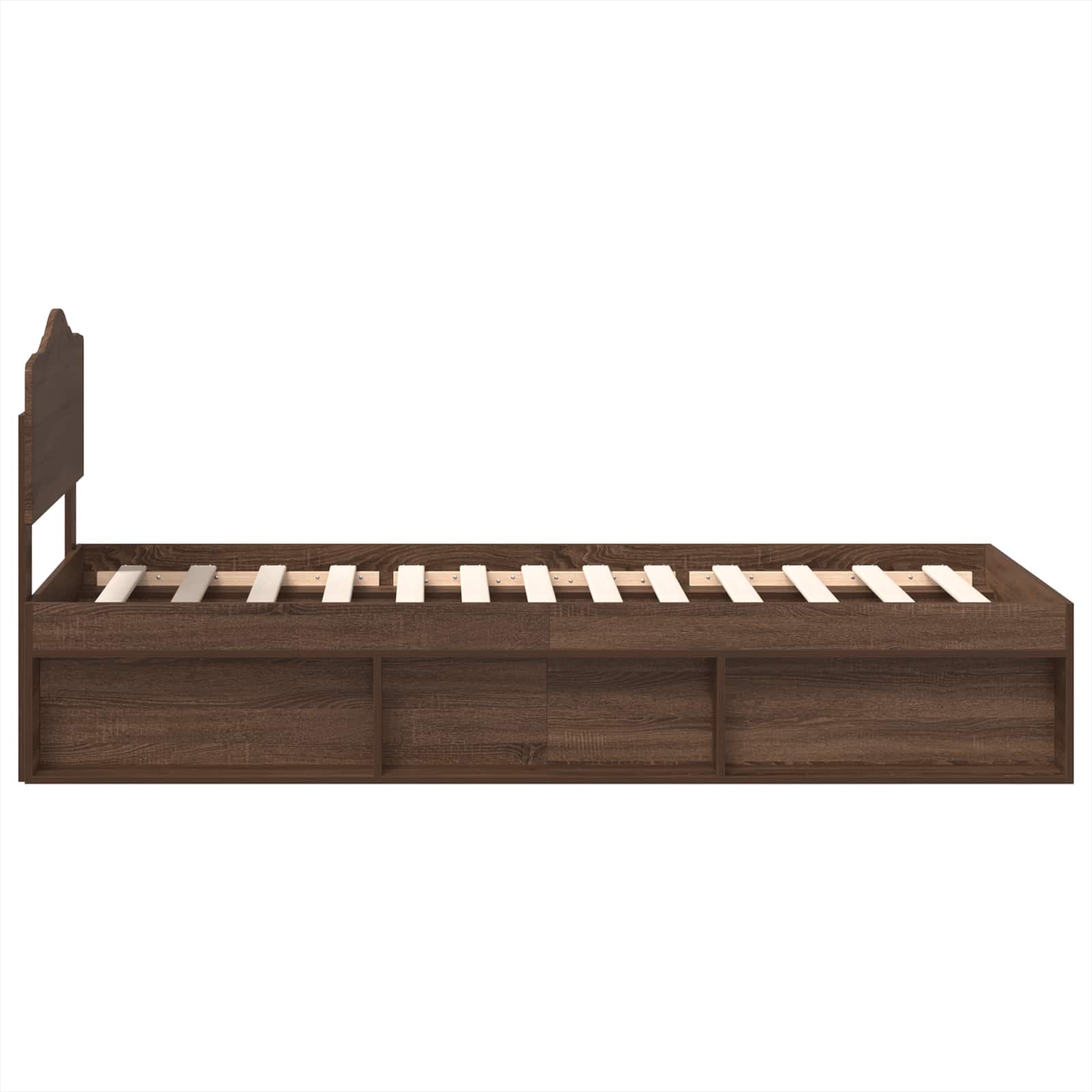 Bed Frame with Headboard Brown Oak 75 x 190 cm Solid Pine Wood