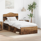 Bed Frame with Headboard Old Wood 75 x 190 cm Solid Pine Wood
